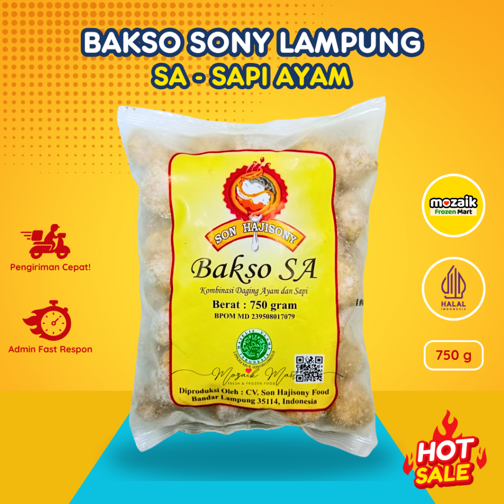 

Bakso Sony Lampung & Bumbu (SA-Sapi Ayam) 750gr-Frozen Mart Frozen Food Palembang