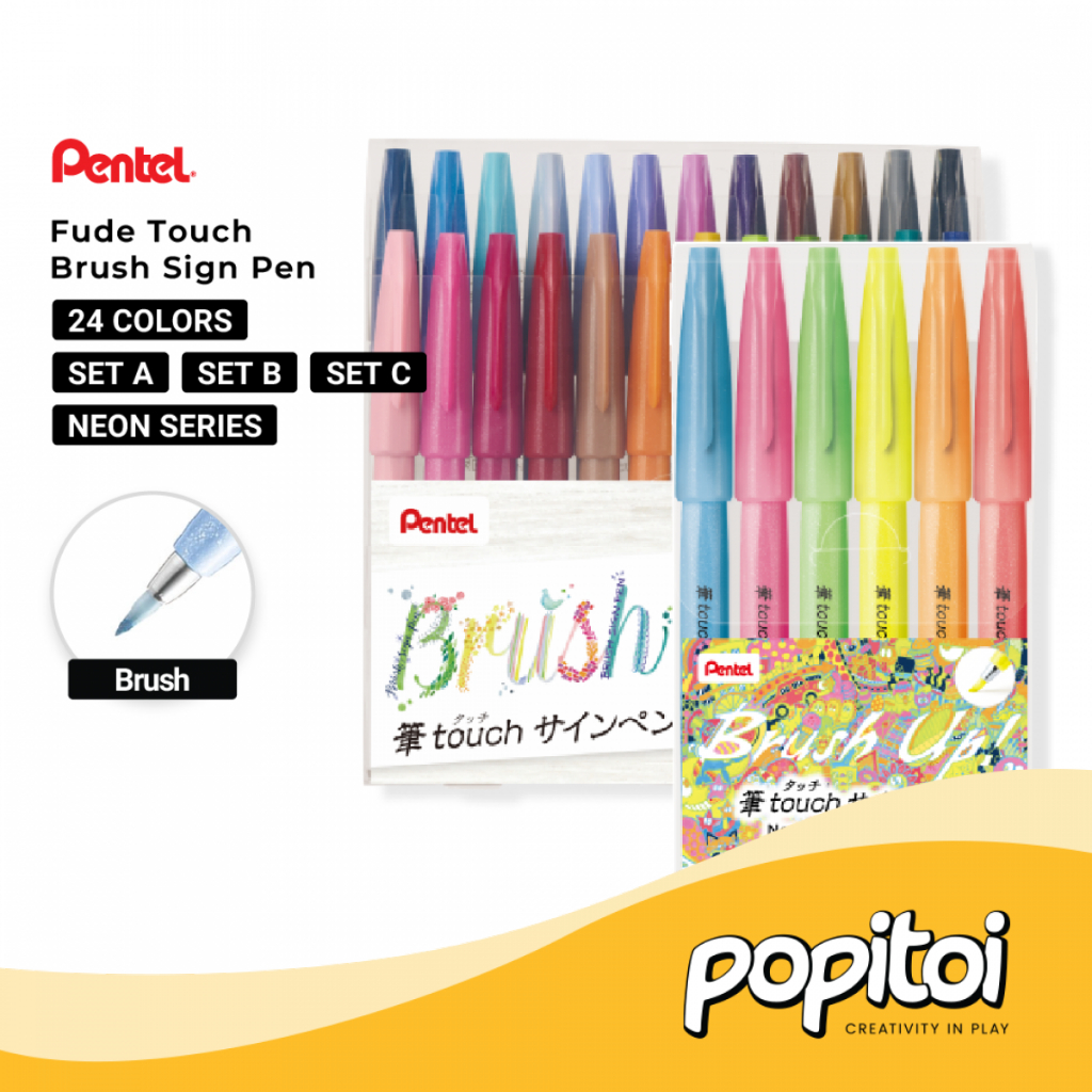

Pentel Touch Brush Sign Pen SET Marker Spidol Warna Warni
