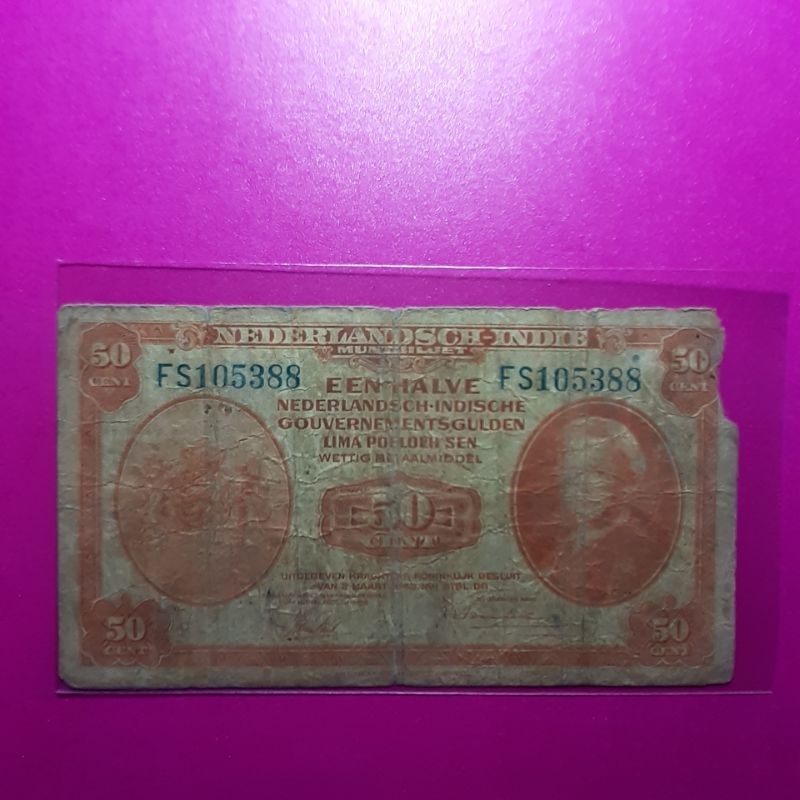uang kuno 50 cent nica 1943