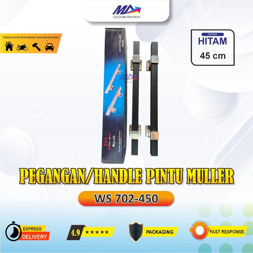 MULLER SUS 304 PEGANGAN PINTU / HANDLE PINTU MULLER HITAM WS 702-450 1 PASANG = 2 PCS