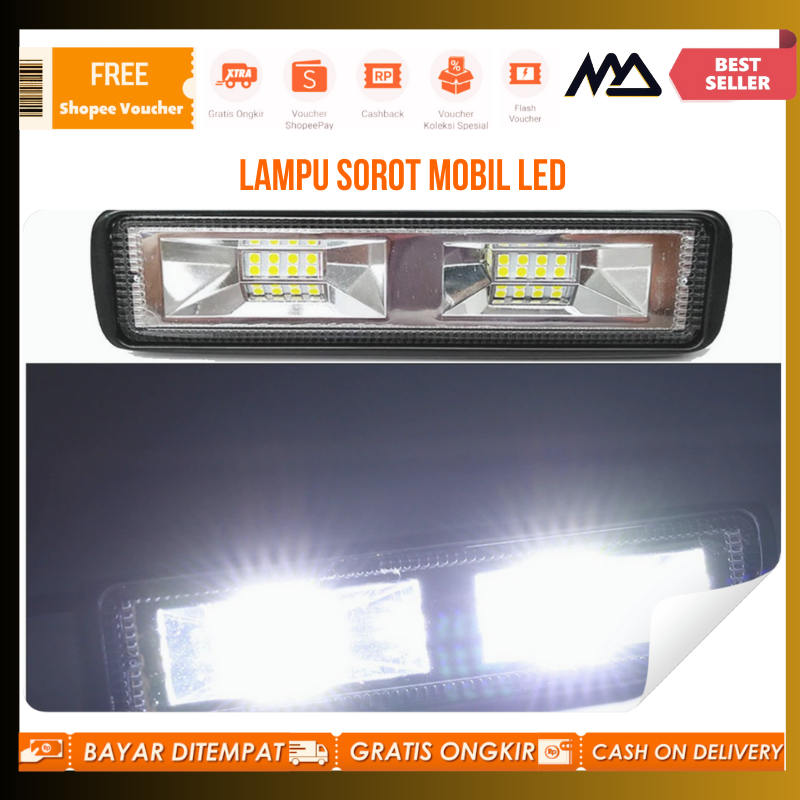 Lampu sorot mobil LED / Lampu Sorot Mobil LED Floodlight Headlight Cool White 16W / Lampu sorot