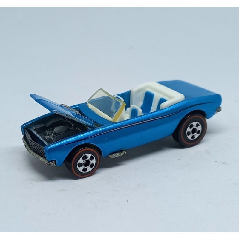 hot wheels 1967 67 chevy camaro convertible blue redline since'68 from 4-cars tin pack set loose die