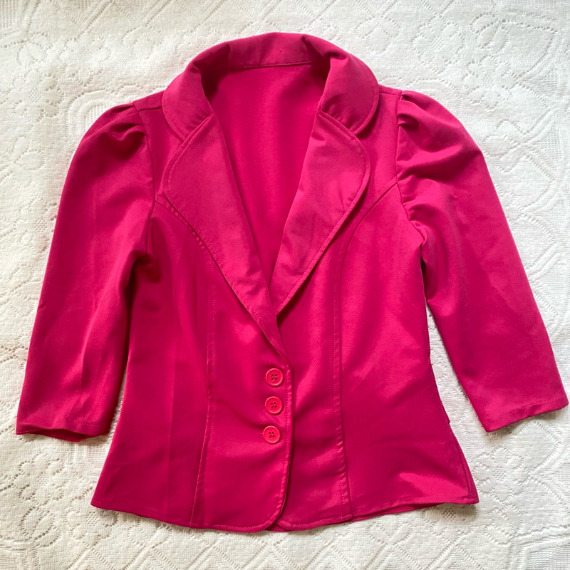 Baju Atasan Pink Fuschia Blazer Office