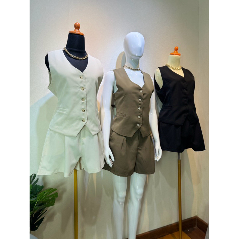 Oneset vest linen with short pants premium Bangkok