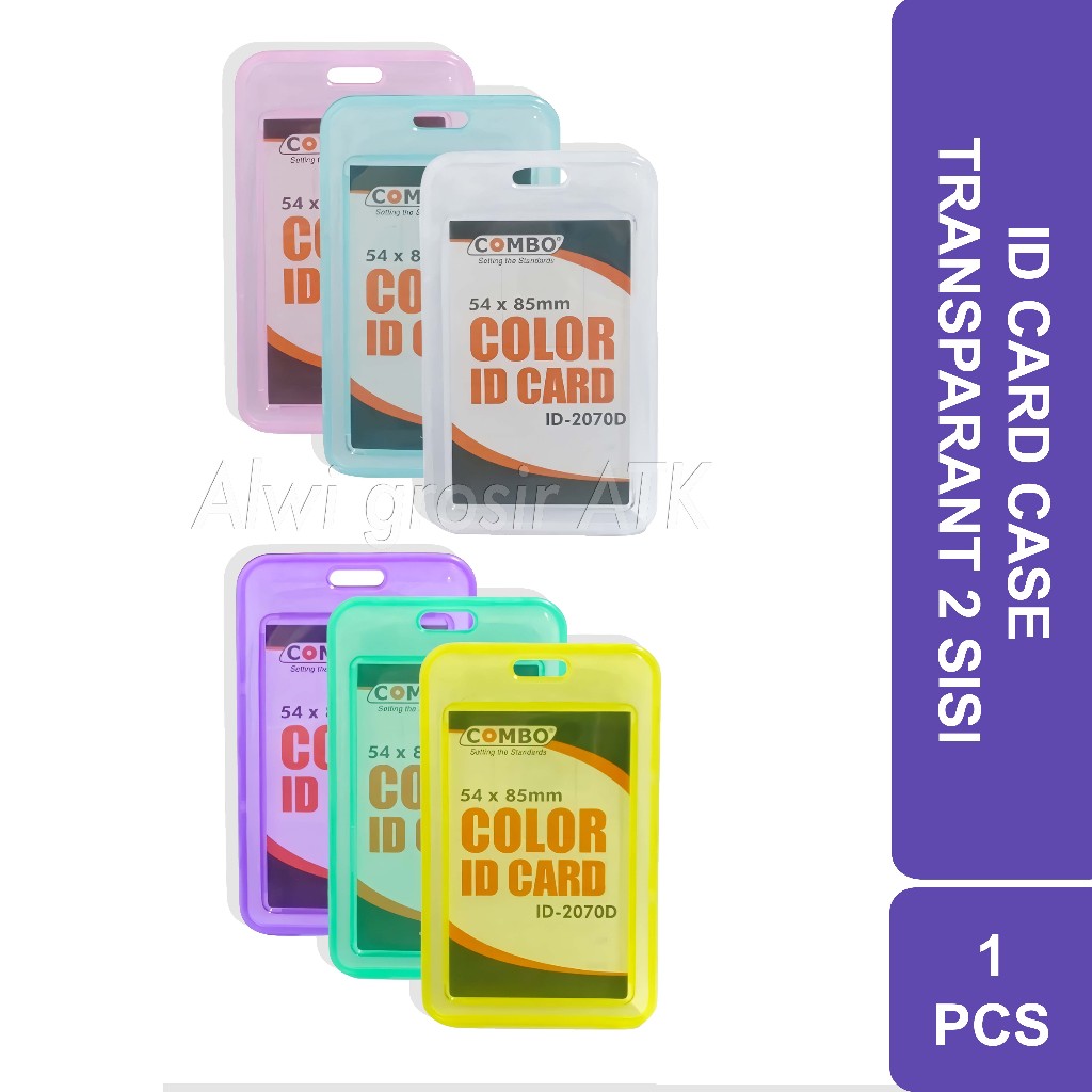

ID Card Case Transparan Berwarna 2 Sisi Tempat Kartu Name Tag | 1 Pcs