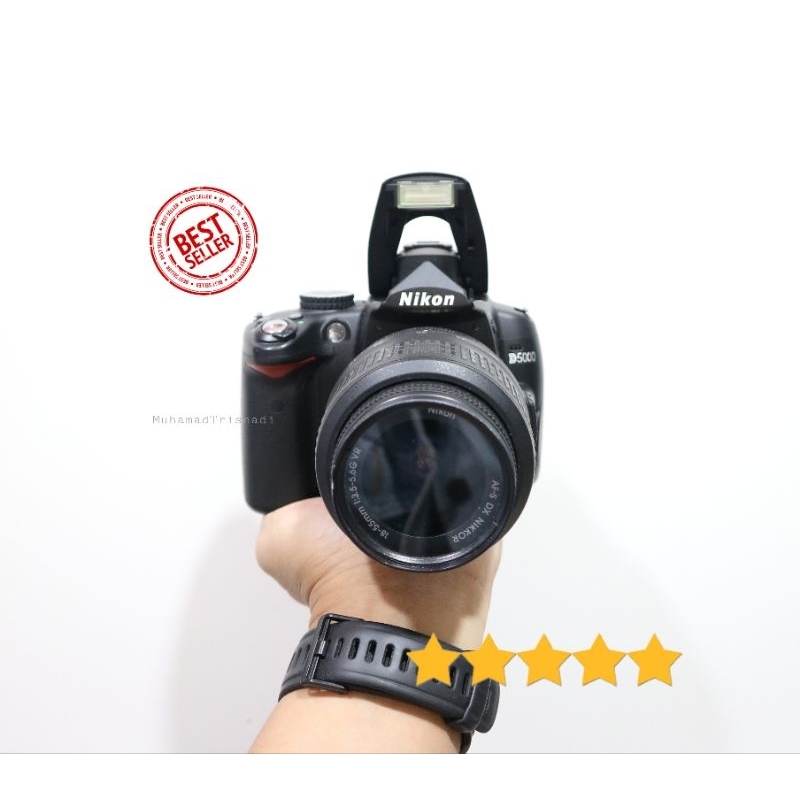 Camera Kamera DSLR SLR Nikon D5000 Lensa 18-55mm HD Video 12MP Layar Lipat Hitam Murah