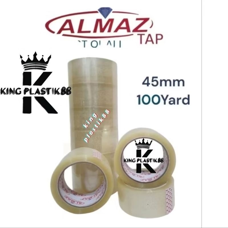 

Lakban Bening ALMAZ 100yard×45mm Isolasi Solatip / harga satuan / 1pcs
