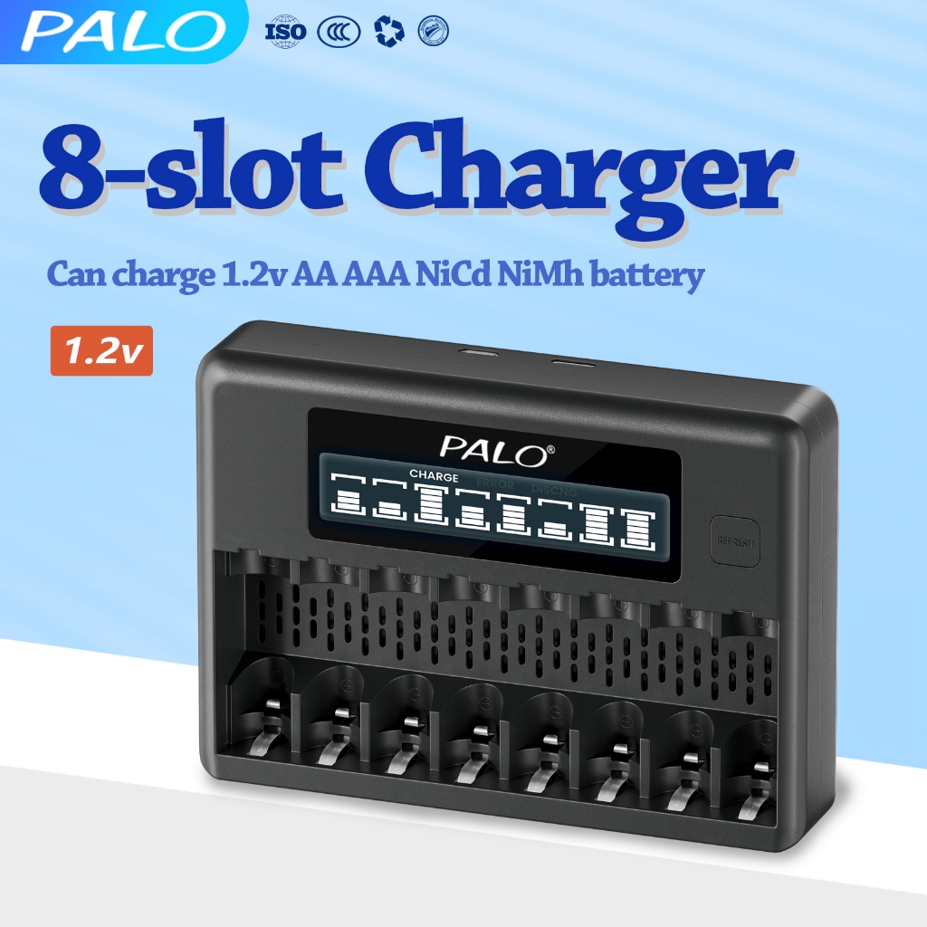 PALO 1.2V BATERAI 8 SLOT PORT USB UNTUK MENGISI BATERAI AA AAA CHARGER BATERAI ORIGINAL ISI ULANG