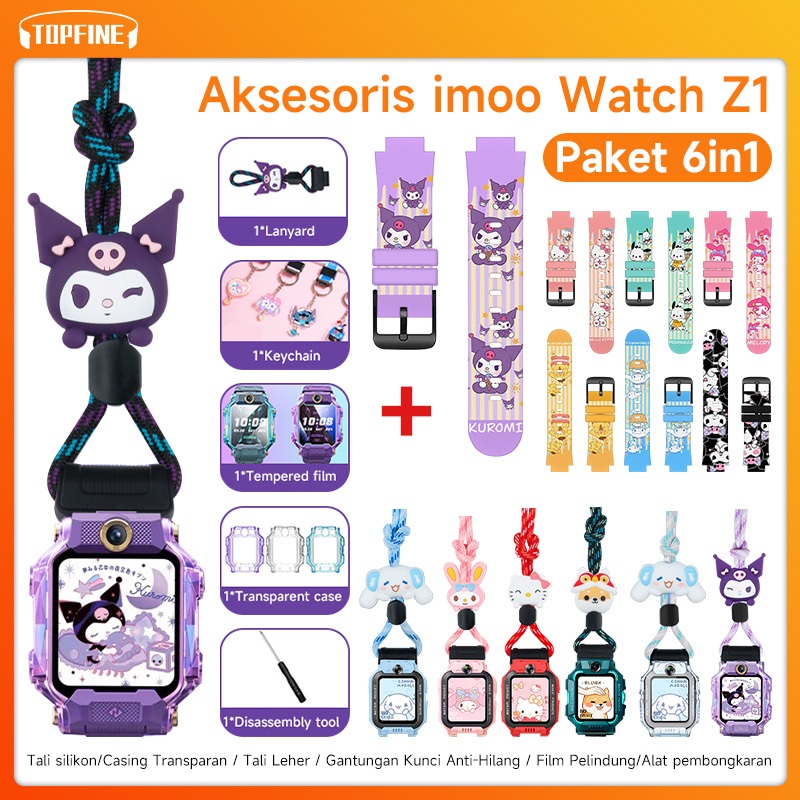 [Paket 6in1] Aksesoris imoo Watch Z1 - Casing Transparan + Tali Leher + Gantungan Kunci Anti-Hilang 