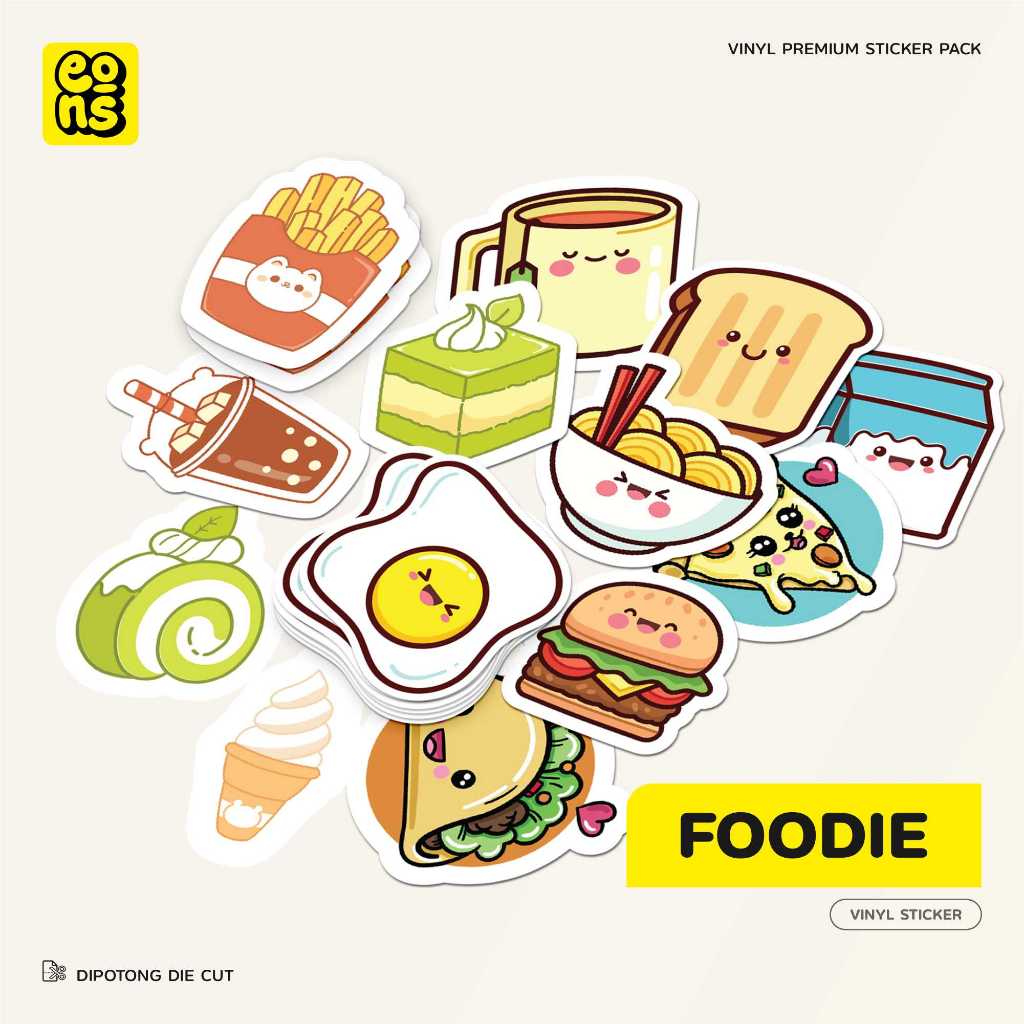 

Sticker FOODIE Bahan Vinyl Waterproof Doff - Stiker Laptop Diary Notebook Journal Koper
