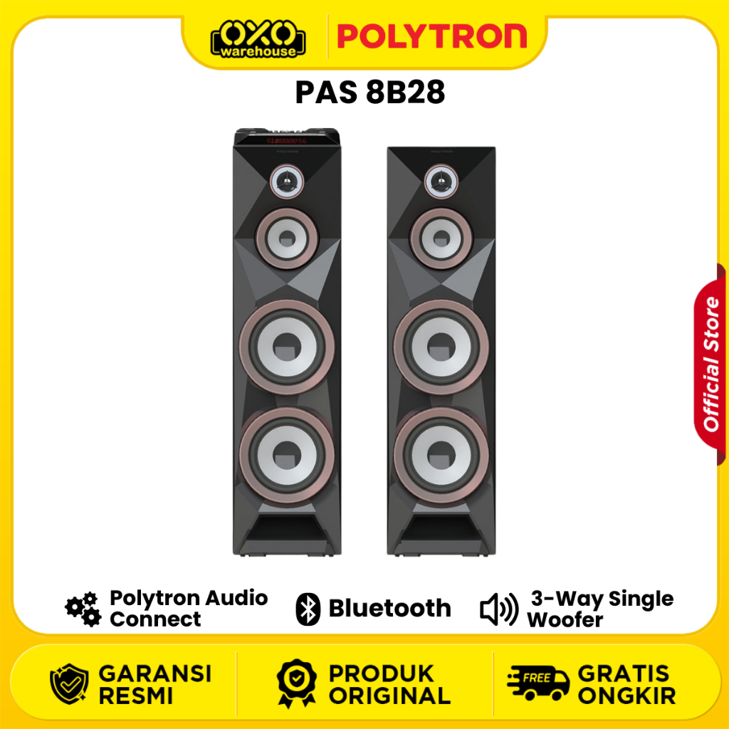 POLYTRON Speaker Aktif PAS 8B28 Bluetooth 3-Way Speaker System Low Watt Garansi Resmi
