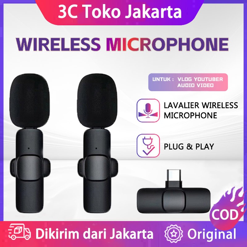 Mic Wireless Clip on Microphone Mikrofon Lavalier HP Plug & Play 3 IN 1 Mic Wireless Clip On 2 Micro