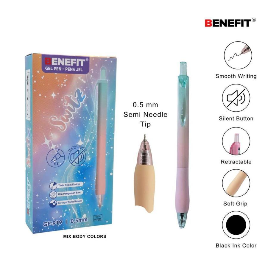 

1 LSN / 12 PCS GEL PEN BENEFIT GP-919 SWITZ