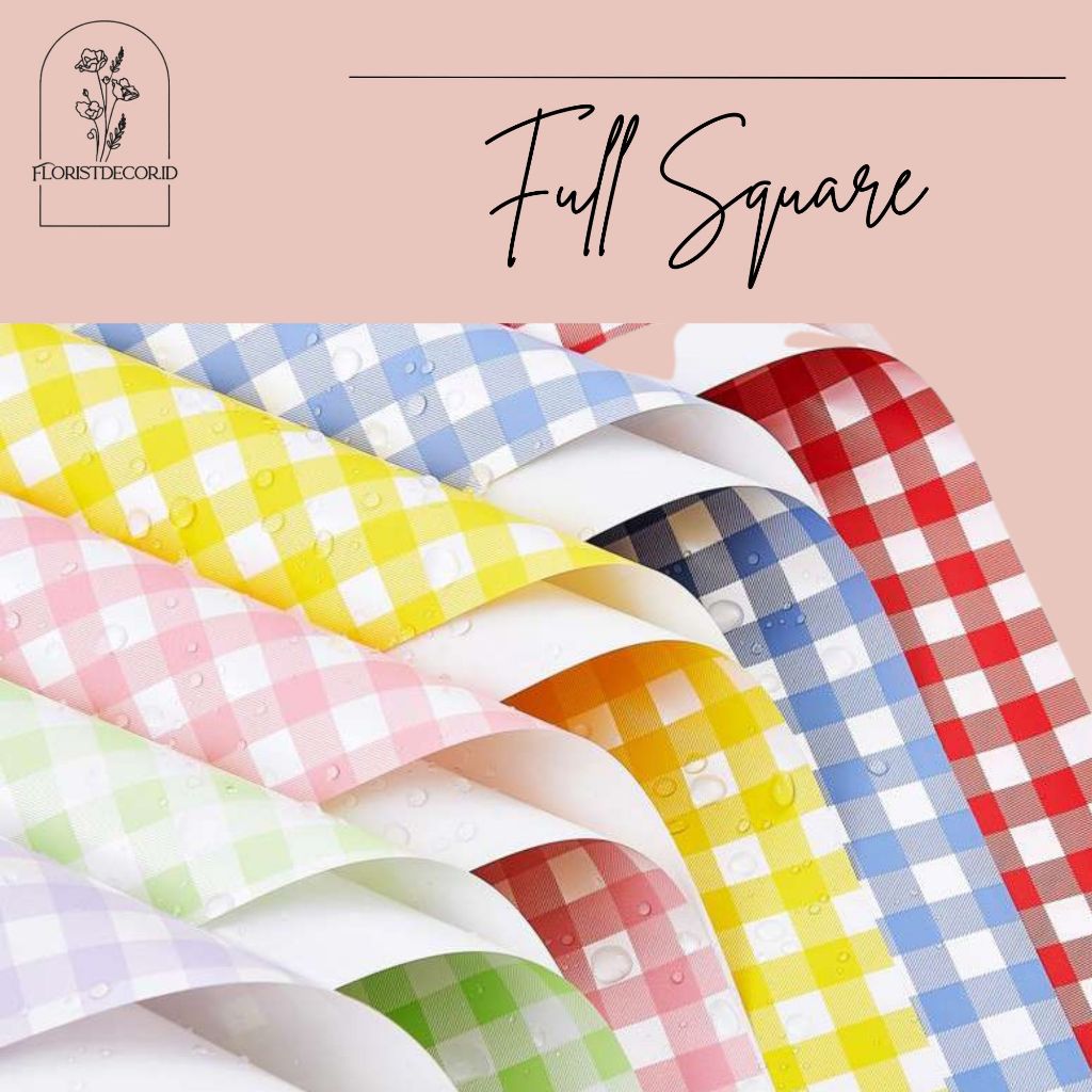 KERTAS BUKET MOTIF KOTAK KOTAK CELLOPHANE WRAPPING PAPER SQUARE MOTIF