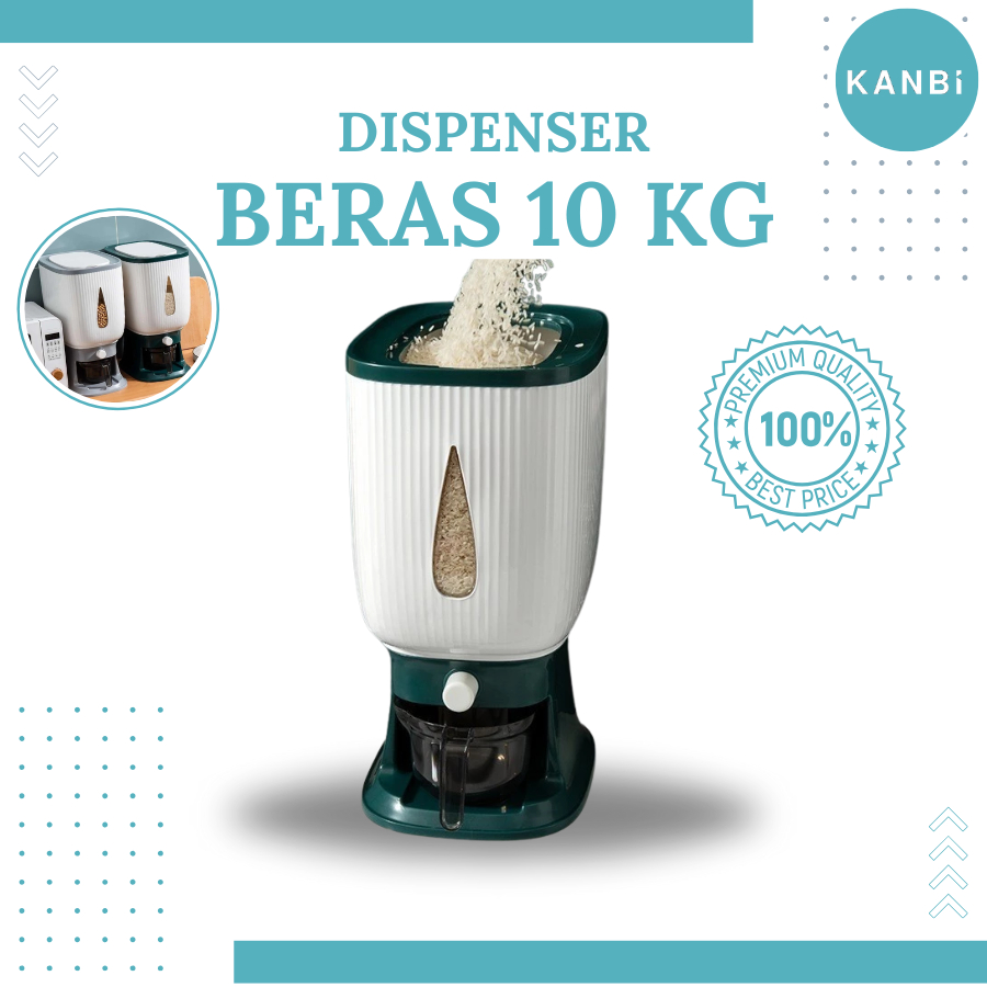 Tempat Penyimpanan Beras Premium 10Kg | Wadah Beras 10Kg Aestetik | Dispenser Beras Otomatis | Dispe