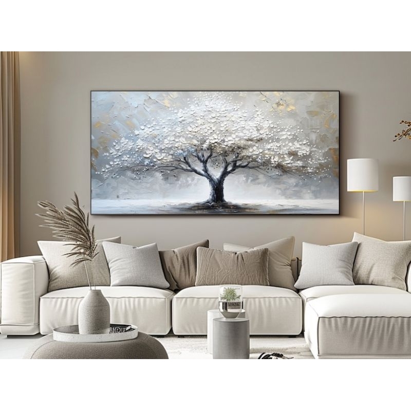 lukisan kanvas minimalis textur cat timbul