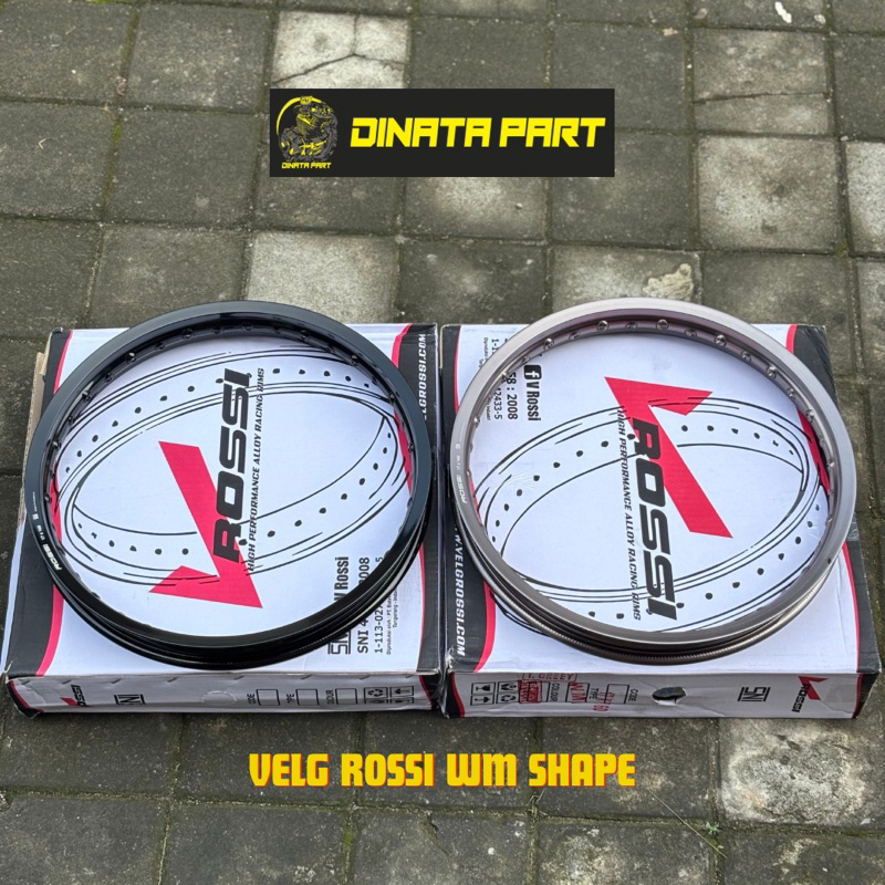 Velg ROSSI WM Shape Hitam Glossy Ring 17 Ukuran 140 160 185 Satu Set
