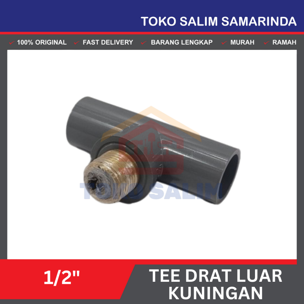 Fitting Tee Drat Luar Kuningan 1/2 Inch / T Drat Luar Kuningan 1/2" Asli Pabrikan