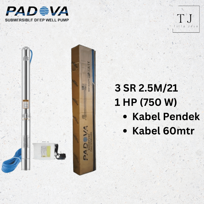 Pompa Air Submersible PADOVA 3 SR 2.5M/21 1 HP Kabel Sible Pompa Satelit