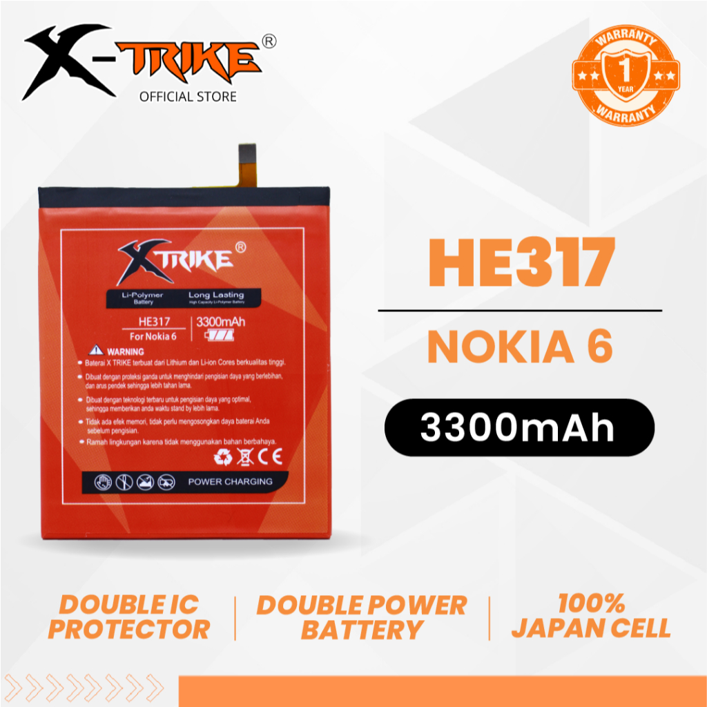 XTRIKE Baterai Nokia 6 HE317 Double Power