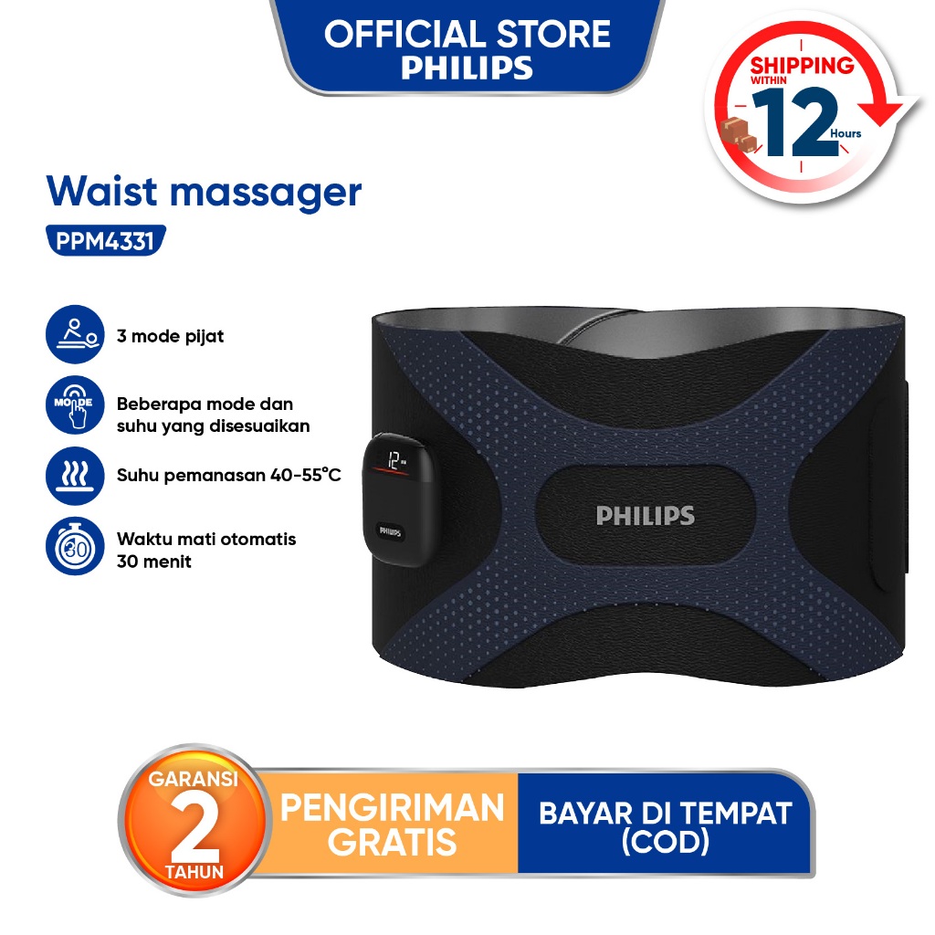 Philips PPM4331 Alat Pijat Pinggang - Relaksasi Otot Efektif