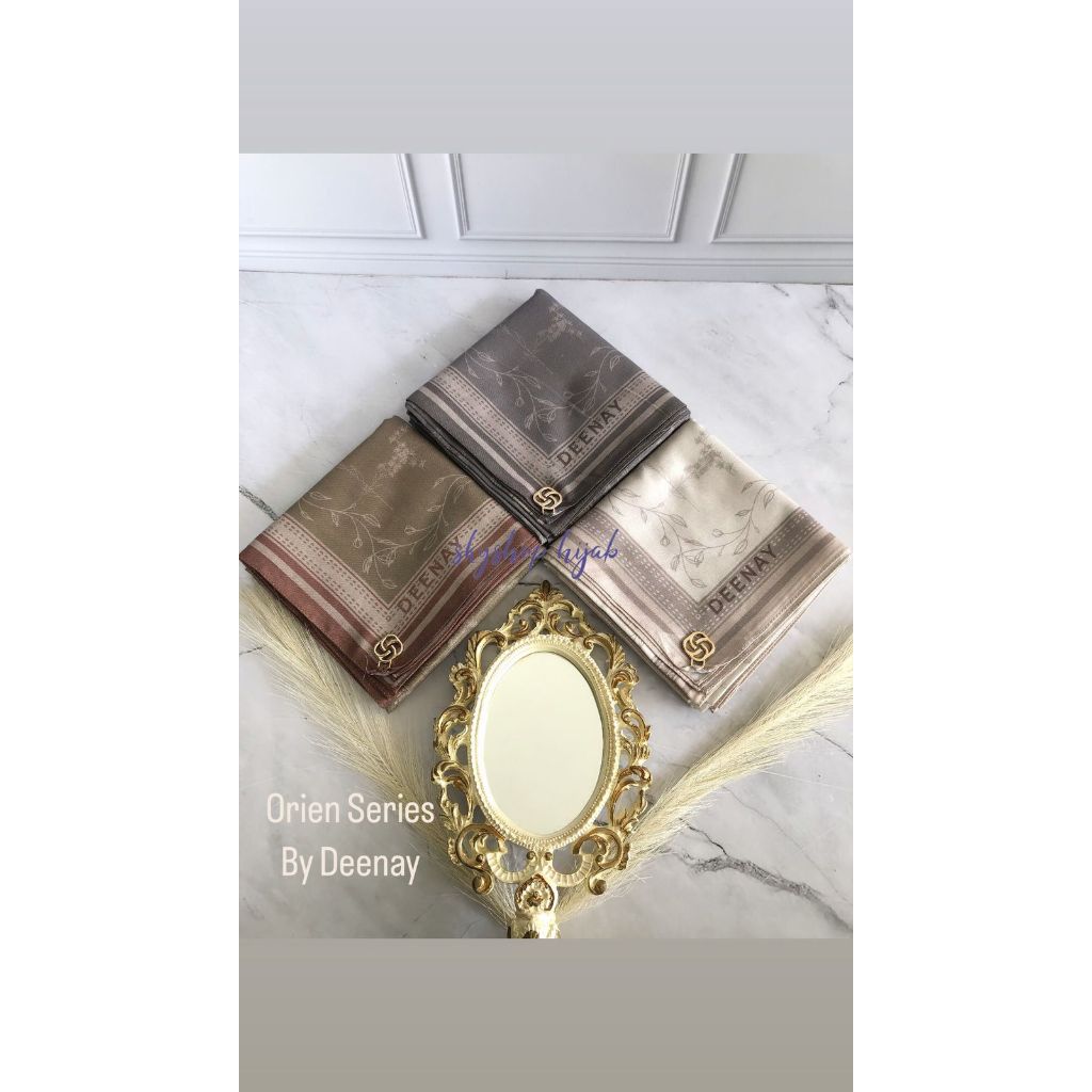 Skyshop Hijab Orien Series By Deenay Size 115 X115cm Voal Finishing Sewing kerudung segiempat motif