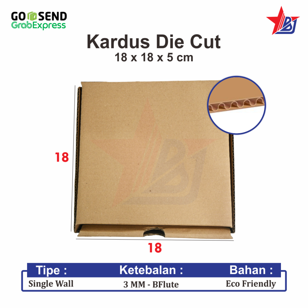 

Kardus Corrugated 18x18x5 CM | Die Cut | Kotak Karton | Box Packing Souvenir Pizza