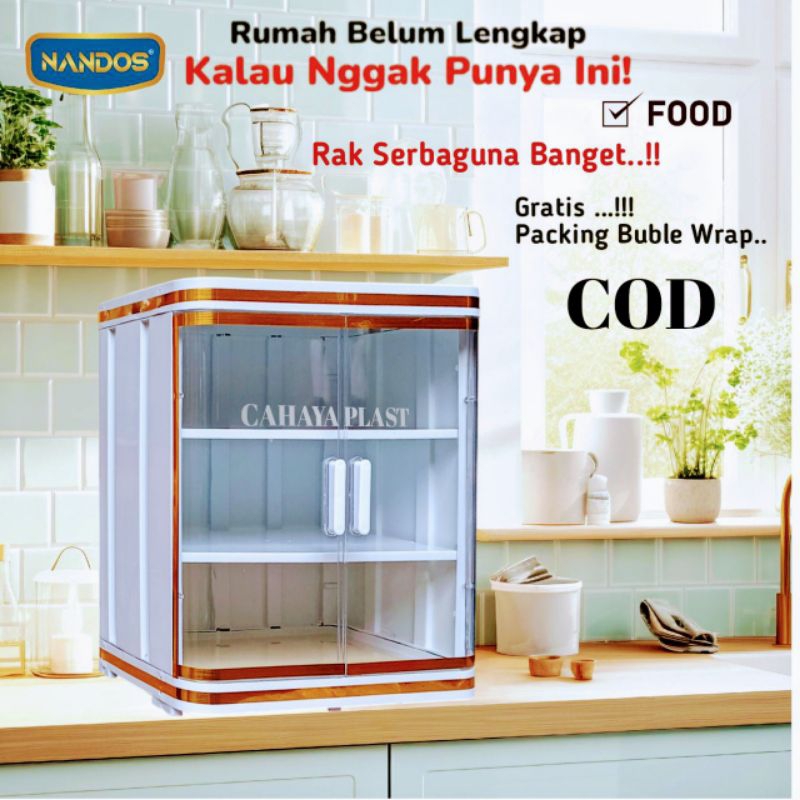 Rak Tempat Penyimpanan Makanan Susun 3 Serbaguna Putih Bening FOOD NAIBA