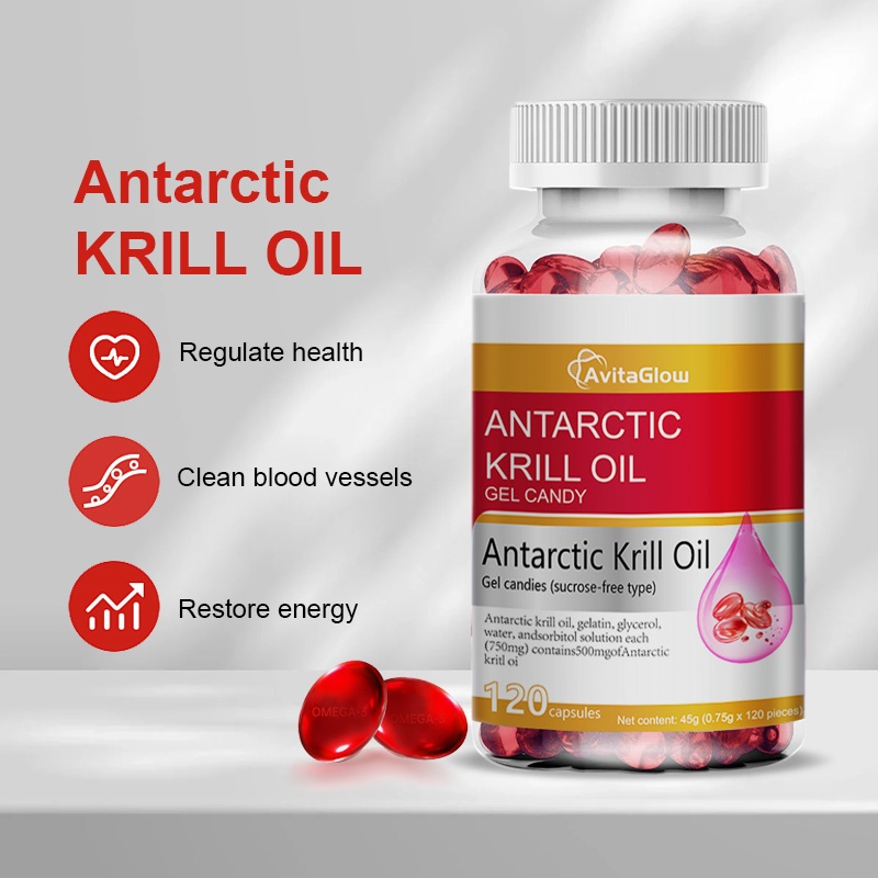 AvitaGlow 120 Kapsul Antarctic Krill Oil/Minyak ikan krill Norwegia/Antarctic Krill Oil Natural Asta