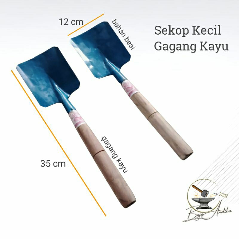 Sekrop Kecil Bahan Besi Gagang Kayu / Sekop Serbaguna Ukuran Kecil Gagang Kayu