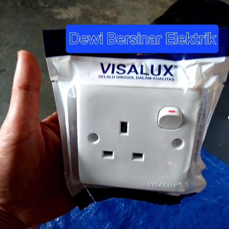 Visalux Stop Kontak AC 1G Tanam Terminal Kuningan Ptemium SNI - Socket AC -  Stop Kontak AC Premium