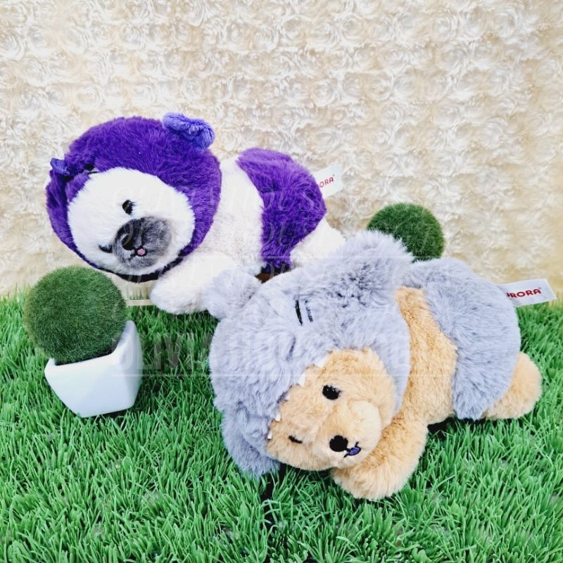 Boneka Lying Baby Dog Boneka Anjing Kostum Mini Boneka Dog Tiduran Coklat Putih