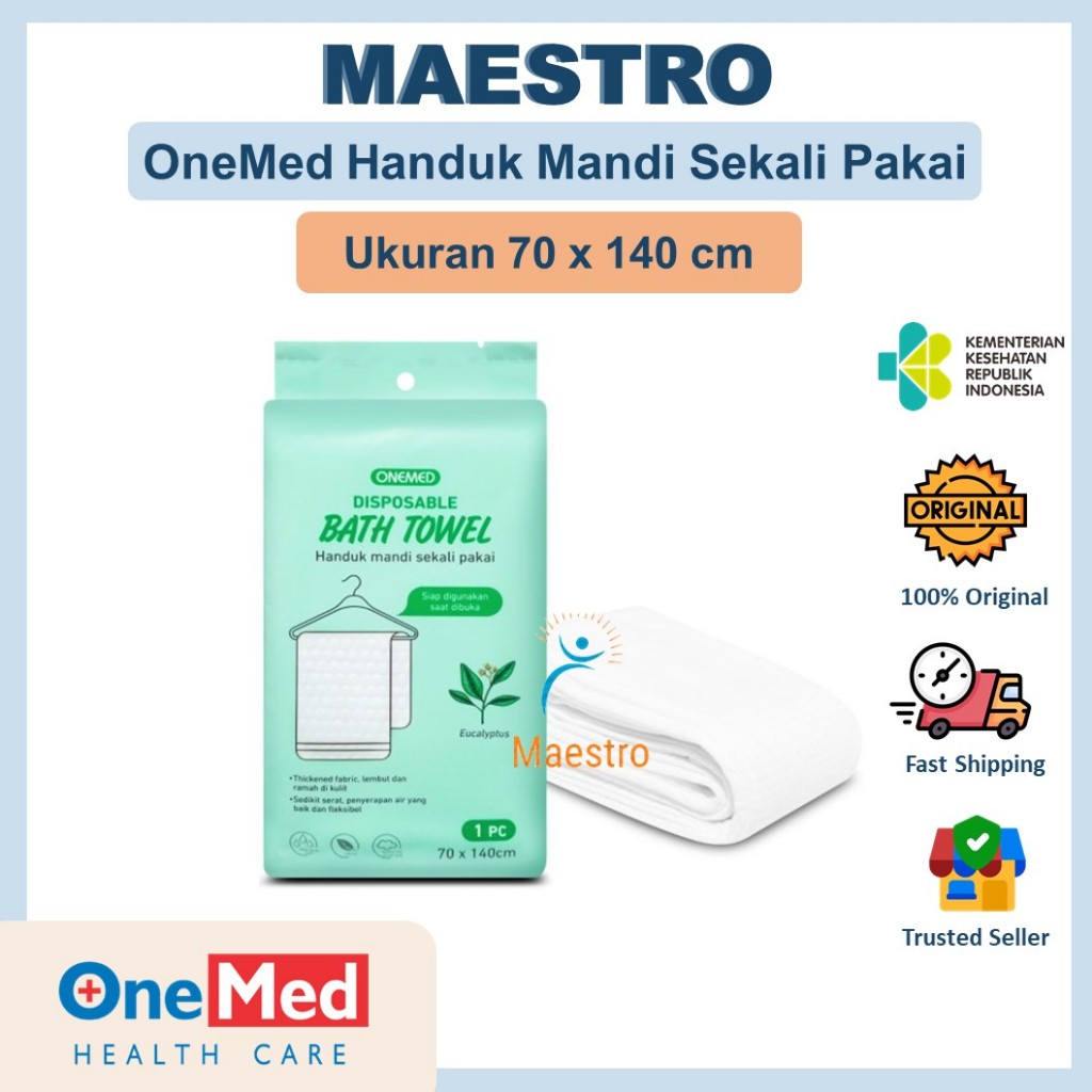 OneMed Handuk Mandi Sekali Pakai Hijau 70 x 140 cm Eucalyptus Bath Towel 70x140 140x70 70cm x 140cm
