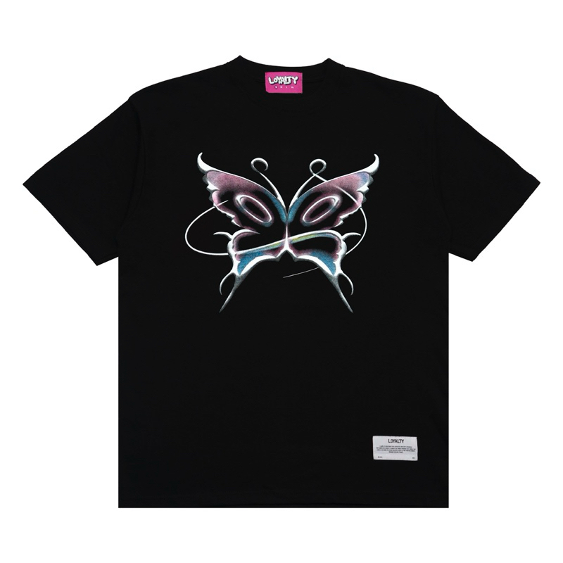 OVERSIZED T-SHIRT “BUTTERFLY PURPLE” BLACK T-SHIRT (UNISEX)