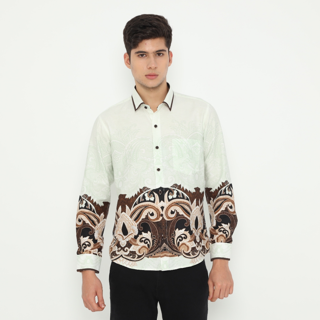 LUIGI RICCIO Kemeja Batik Premium Pria Motif Dewasa Lengan Panjang Green Series New Arrival