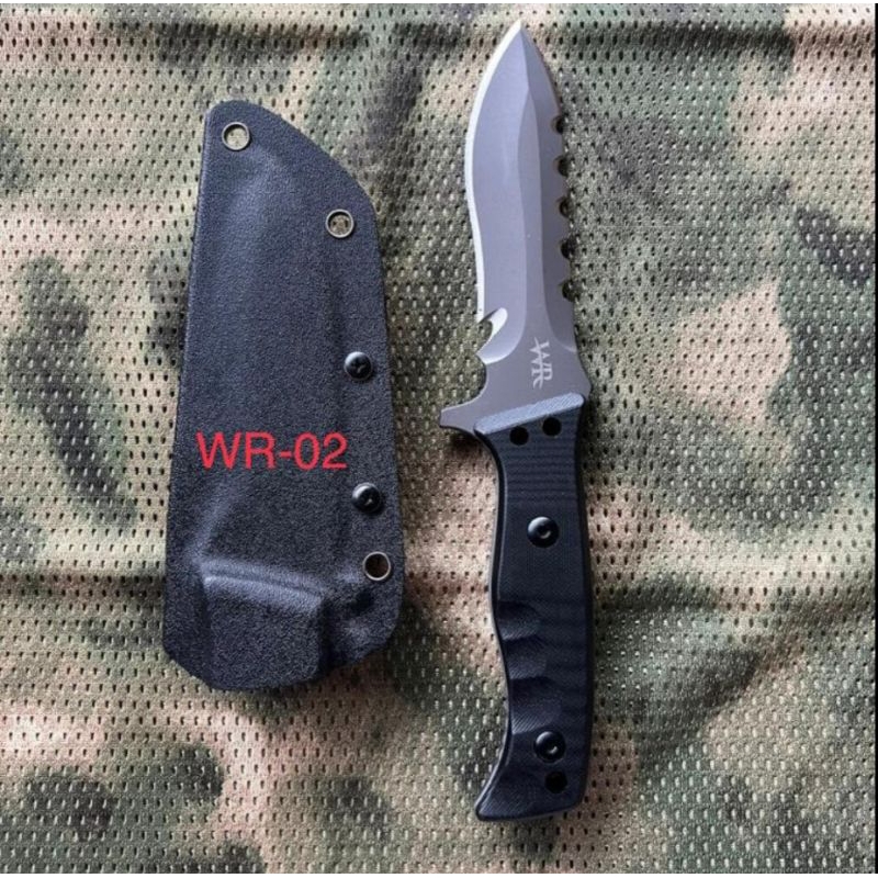 Pisau Taktis WR 02 dengan Sarung Kydex untuk Kebutuhan Camping