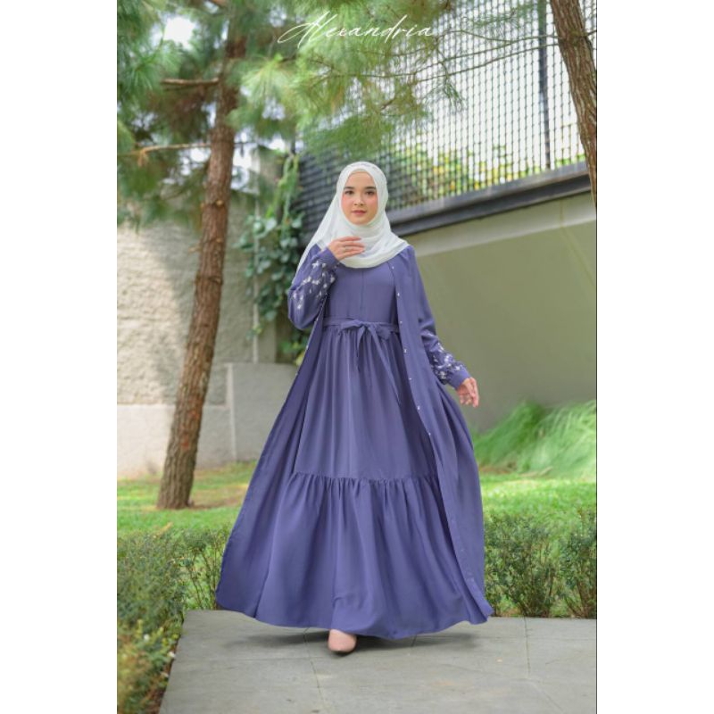 [READY]  Alexandria Abaya Indigo Snow by Ahzarayy Valdya | Family Set Sarimbit Keluarga Idul Fitri B