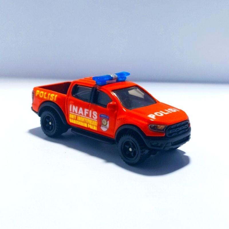 DIECAST SCALE 1:64 HOTWHEELS FORD RANGER RAPTOR CUSTOM MOBIL POLISI INAFIS SKALA 1/64 HOT WHEELS