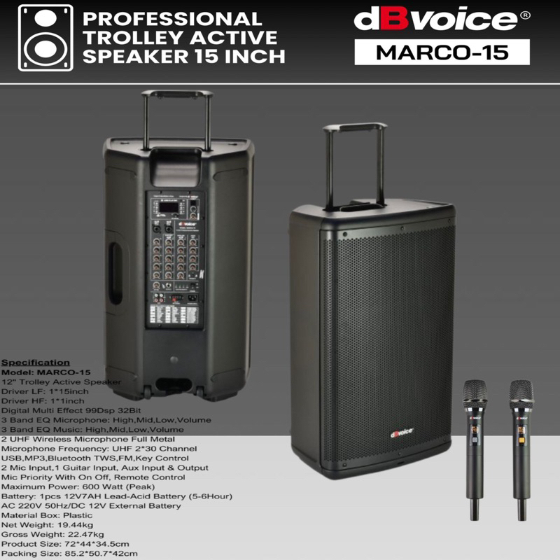 (HARGA SUDAH TERMASUK PACKING KAYU) Speaker Aktif Speaker Portable Dbvoice Marco 15