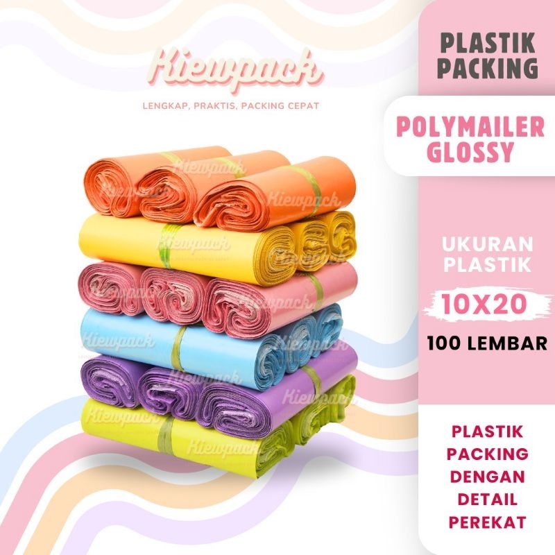 

KIEWPACK | Plastik Packing Polymailer Warna Uk. 10x20 cm isi 100 Lembar | Plastik Packing | Plastik Lem Perekat | Polymailer Murah Malang