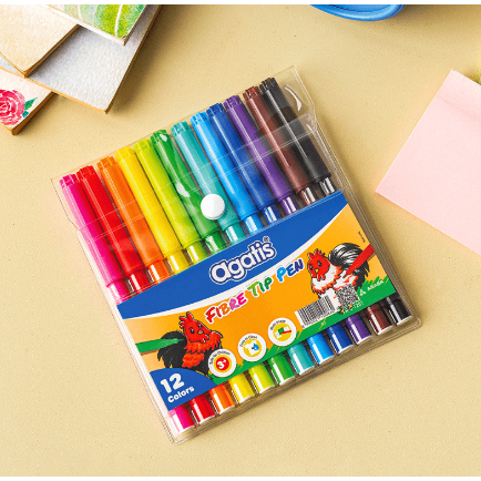 

AGATIS FIBER TIP PEN SPIDOL MEWARNAI 12 WARNA WASHABLE COLOUR PEN
