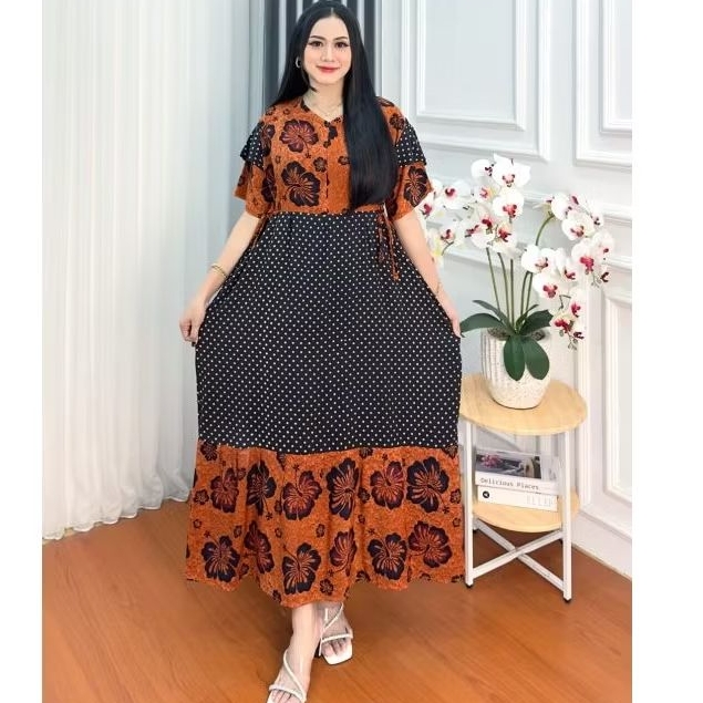 LONGDRESS RAYON LD. 130 / DRESS CHIBI JUMBO / DASTER ARAB / BAJU IBU HAMIL