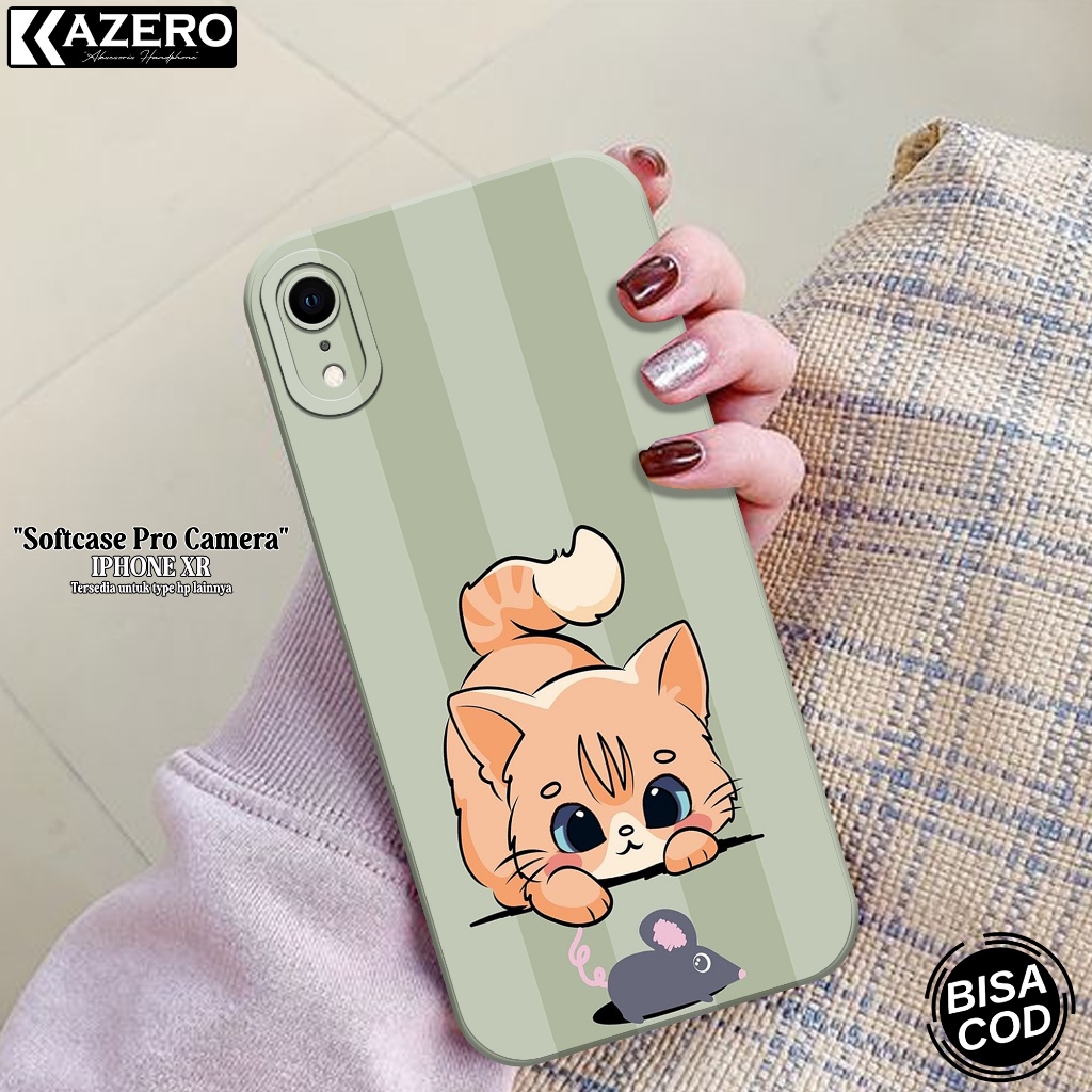 KAZERO - Case Hp IPHONE XR - Fashion Case Kucing Pro Camera - Softcase IPHONE XR - Kesing IPHONE XR 