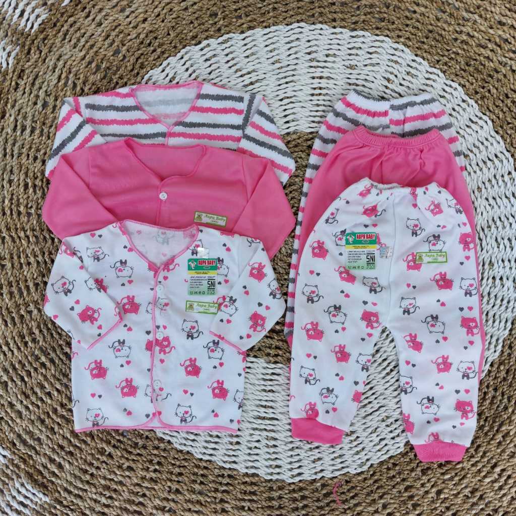 Paket Hemat Set 6 PCS SNI Baju Bayi Panjang dan Celana Bayi Panjang Aupa Baby newborn baru lahir 0-3