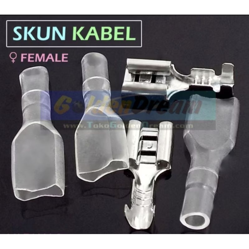 Skun Kabel Female Gepeng Wire Connector Konektor Cucuk Betina KondomSET SKUN + COVER (Kondom/Sleeve)
