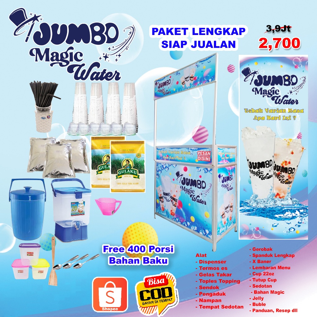 

Jumbo Magic Water Paket Lengkap Siap Jualan