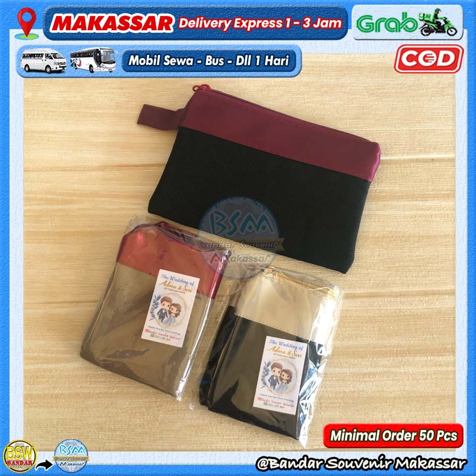 ( min.order 50 pcs ) Souvenir DOMPET POUCH JOK kemas PLASTIK Kartu Ucapan Suvenir Murah Makassar