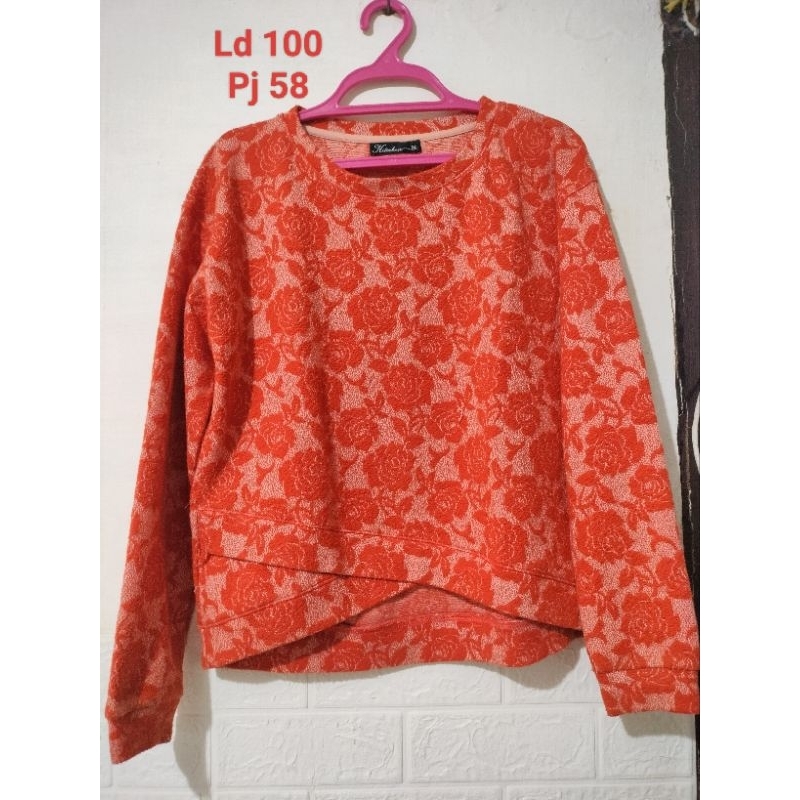 Sweater wanita tebal hangat warna oren