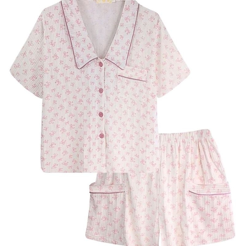 Baju / Piyama Tidur Warna Pink motif Bunga