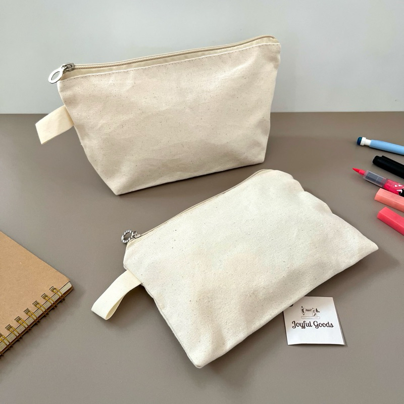 POUCH DOMPET KANVAS POLOS TEBAL
